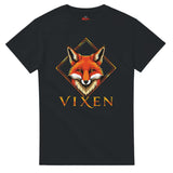 Black T-shirt with a colorful Fox graphic on a white background