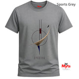 A grey short-sleeve crewneck T-shirt with a black graphic print that reads 'UNBOUND UNBOUND'. The t-shirt is displayed on a clean white background with 'Myts Designs' branding and 'Sports Grey' text overlays.