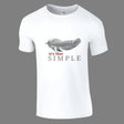 A white casual unisex t-shirt with a minimalist feather design and the text 'It's That Simple' printed on the front.