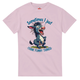 Pink t-shirt with cartoon donkey and humorous text on a white background