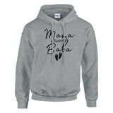 Sports grey Hoodie "Mama Cookin' Baba" with tiny silhouette black feet
