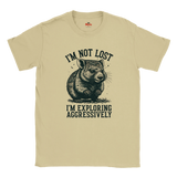 Natural t-shirt with a Wombat graphic and text on a white background