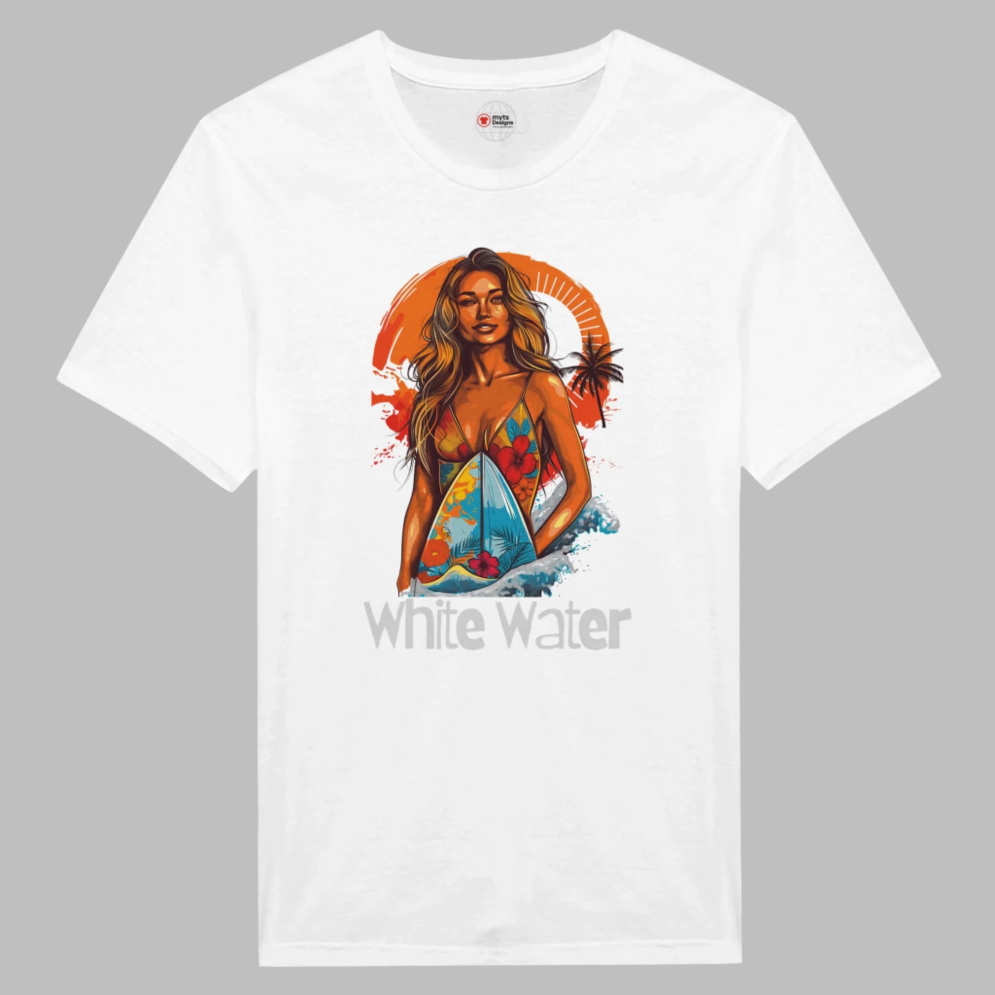 White Water Surf Girl  White T-Shirt 
