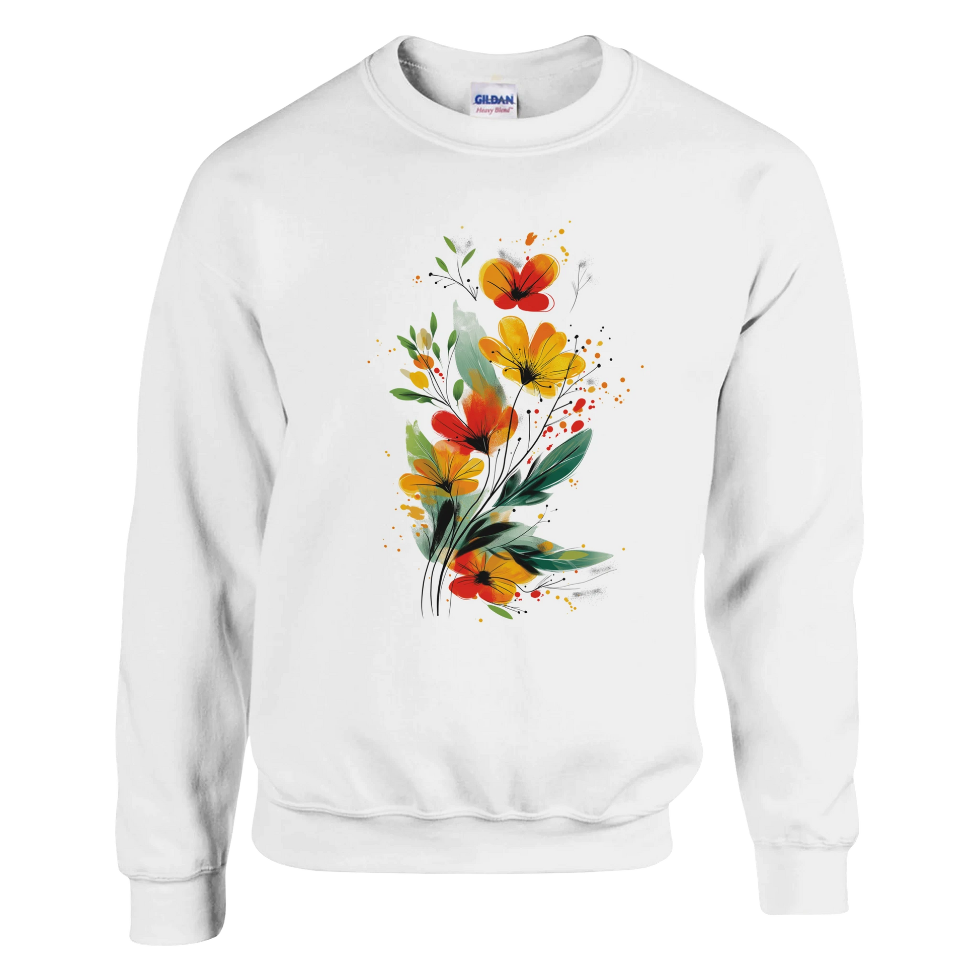 White Floral Print Sweatshirt