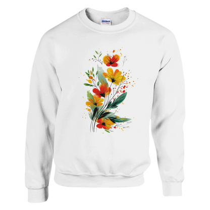 White Floral Print Sweatshirt