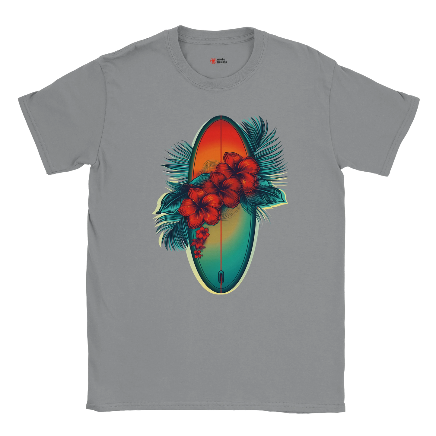 Sports grey Hibiscus Surf Tee