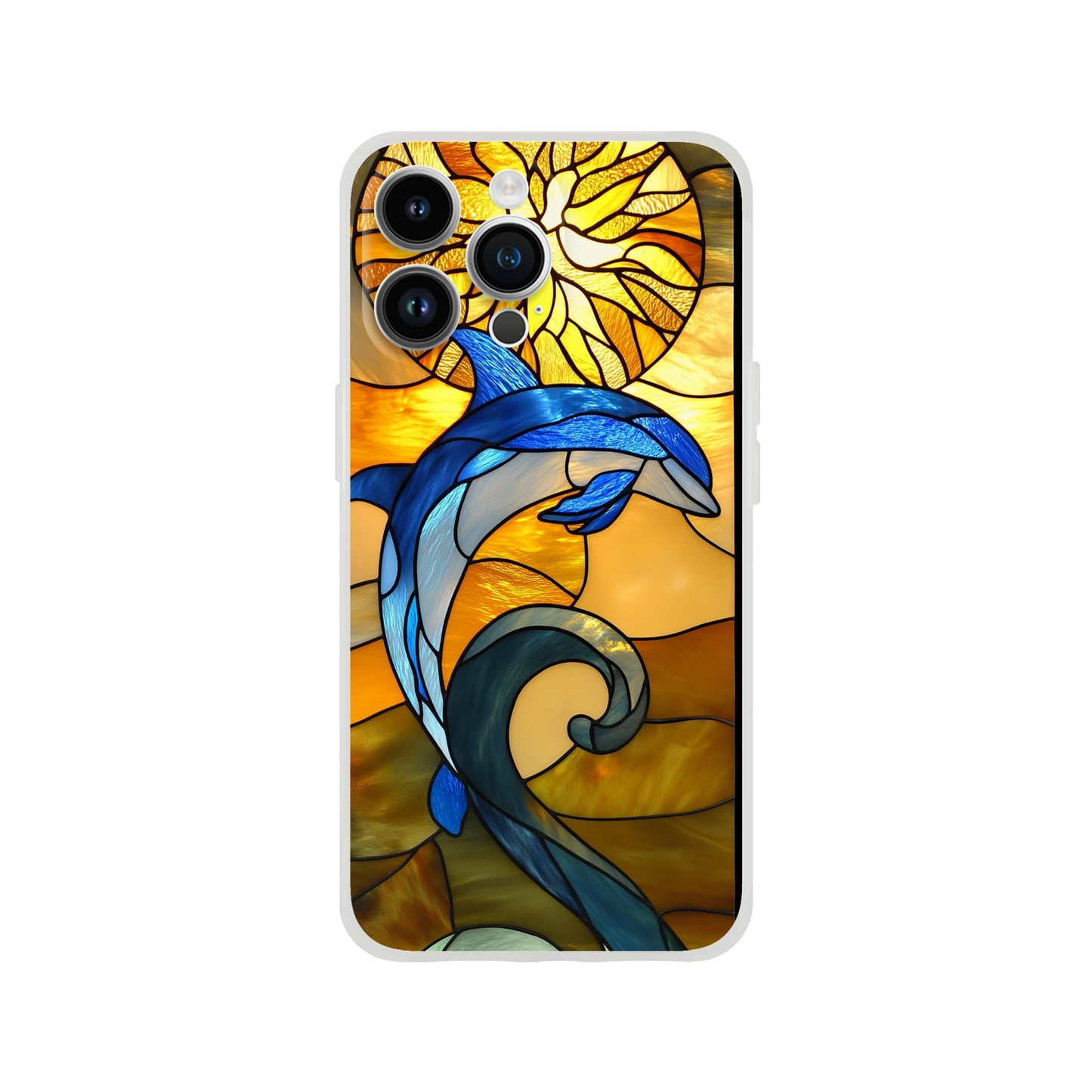 Flexi Case for iPhone - Stained Glass Dolphin Design