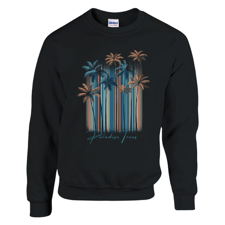 Black sweatshirt with palm tree design on a white background