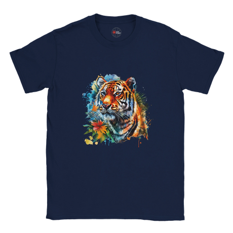 "Retro tiger head graphic t-shirt in soft cotton - front view"