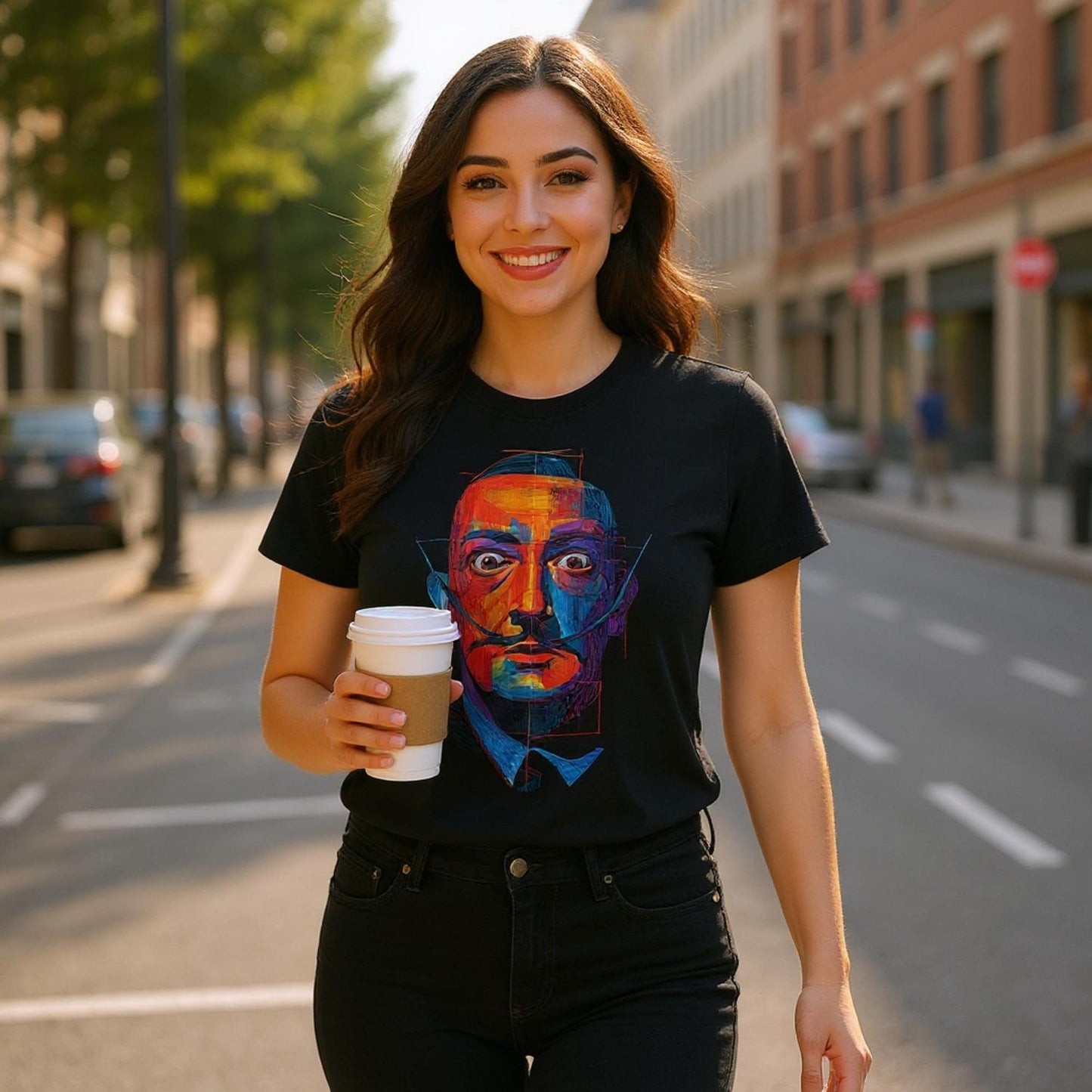 Colorful Salvador Dalí Geometric T-Shirt – Artistic Bold Statement Tee