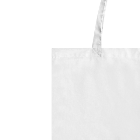 White tote bag with a handle on a white background