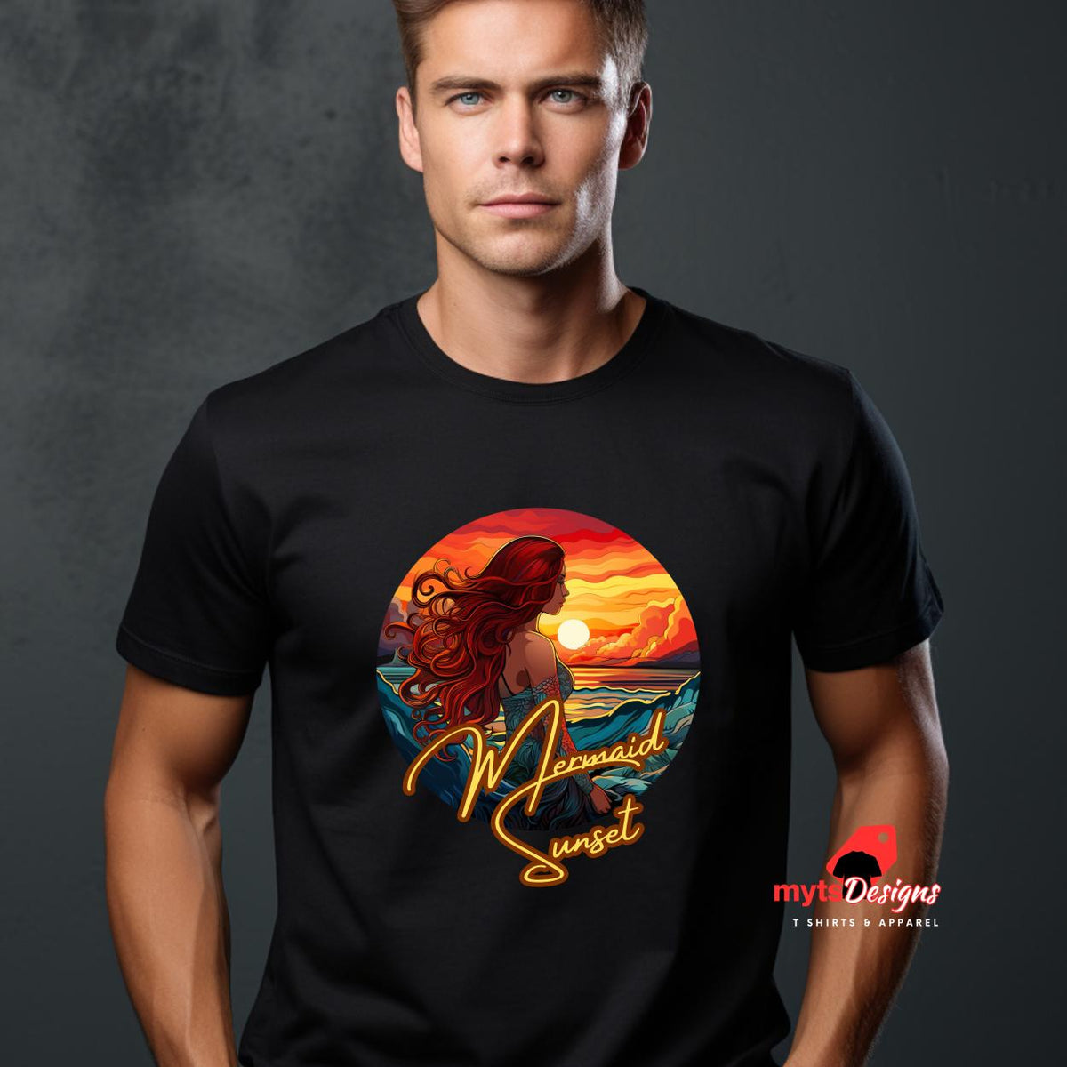 Retro Mermaid Sunset T-Shirt - 60s Pop Art Surf Design
