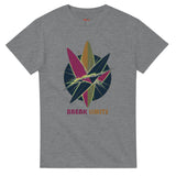 Gray t-shirt with colorful graphic design and 'Break Limits' text on a white background