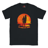 "Close-up of sunset surf graphic print on t-shirt"
