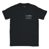 Black t-shirt with 'OUTWORK EVERYONE' text on a white background
