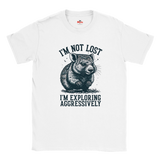 White t-shirt with a Wombat graphic and text on a white background