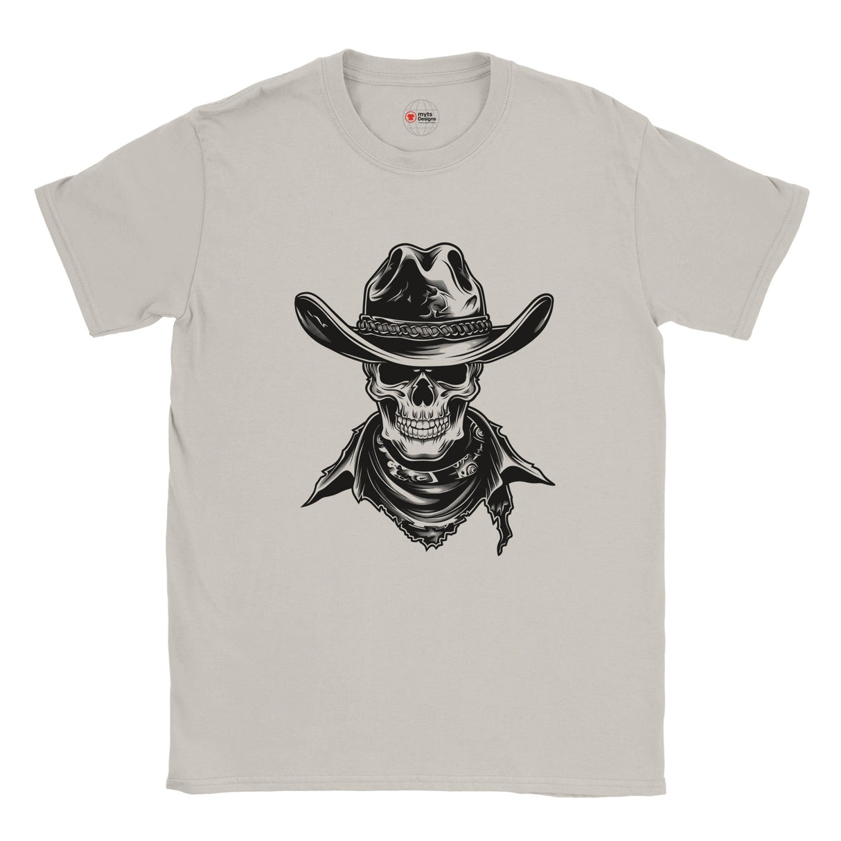 Cowboy Skull T-Shirt – Unisex Western Outlaw Graphic Tee | Sports Grey