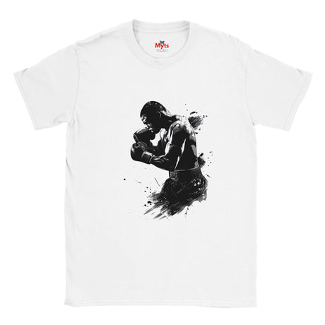 "Motivational boxing t-shirt in white - premium cotton graphic tee"