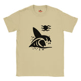 Sand t-shirt with black graphic design on a white background