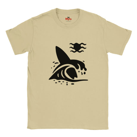 Sand t-shirt with black graphic design on a white background