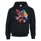 Black Doubled Geometric Shapes Hoodie