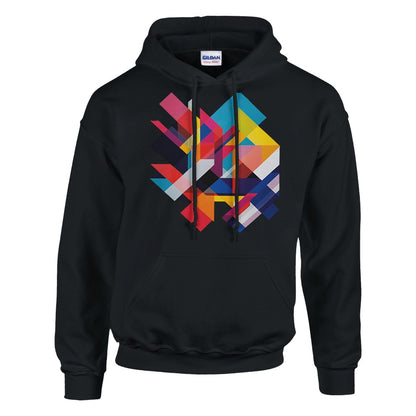 Black Doubled Geometric Shapes Hoodie