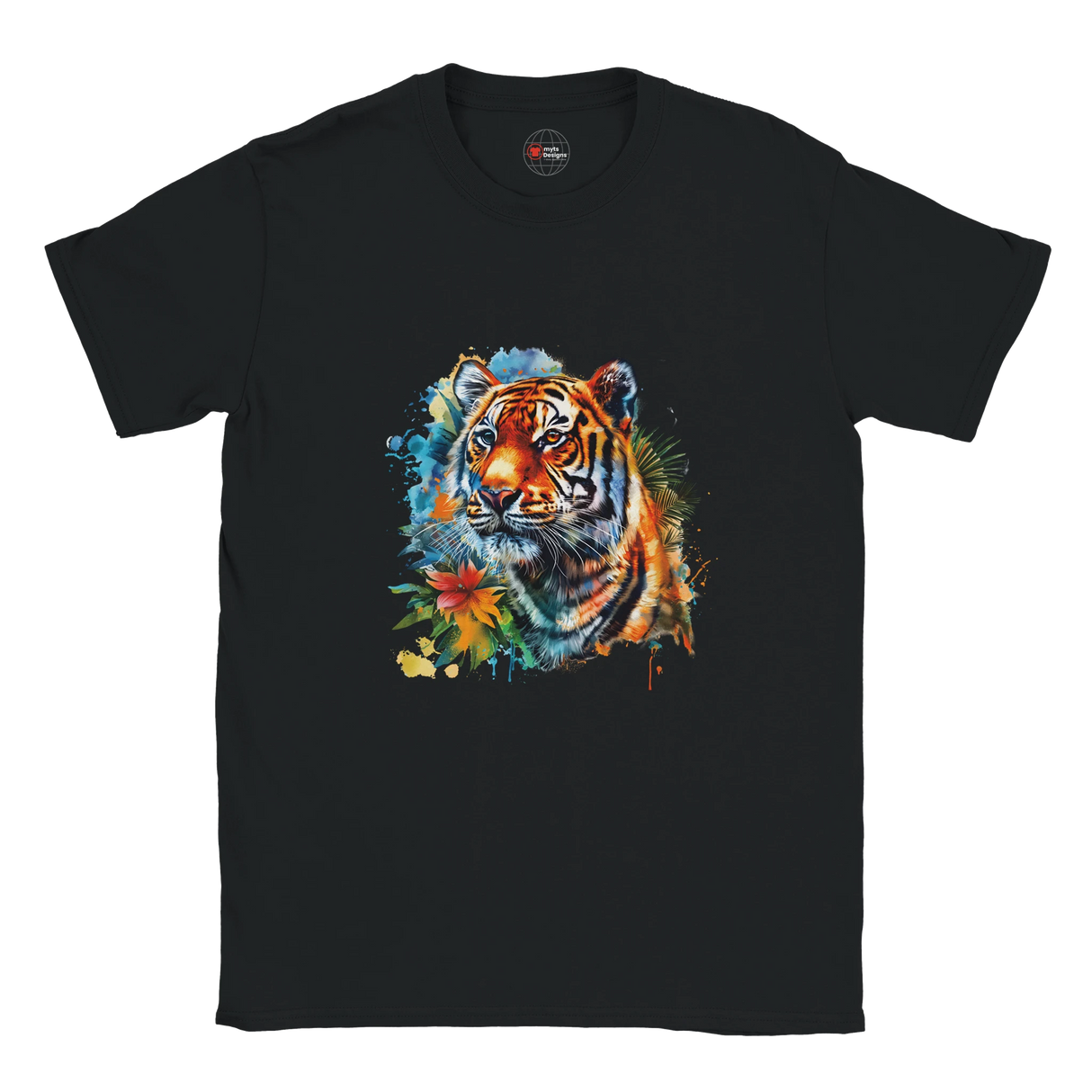 "Retro tiger head graphic t-shirt in soft cotton - front view"