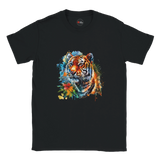 "Retro tiger head graphic t-shirt in soft cotton - front view"