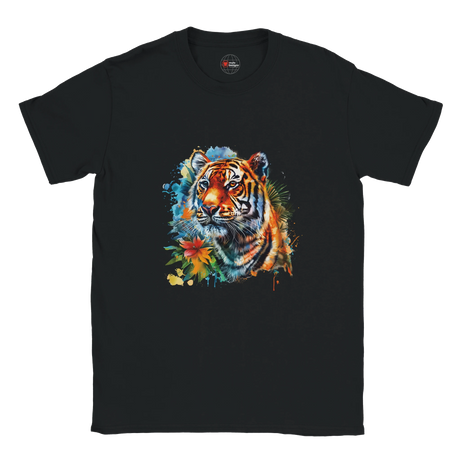"Retro tiger head graphic t-shirt in soft cotton - front view"