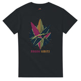 Black t-shirt with colorful graphic design and 'Break Limits' text on a white background