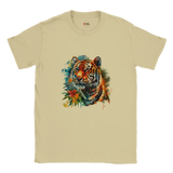 "Retro tiger head graphic t-shirt in soft cotton - front view"