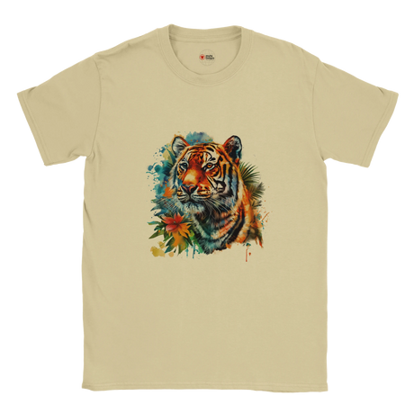 "Retro tiger head graphic t-shirt in soft cotton - front view"
