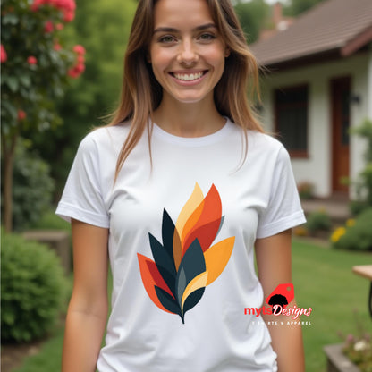 Abstract Autumn Leaf T-Shirt - Soft DTG Print Tee - Fall Fashion Gift