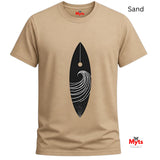 Sand t-shirt with a black and white graphic design on a white background