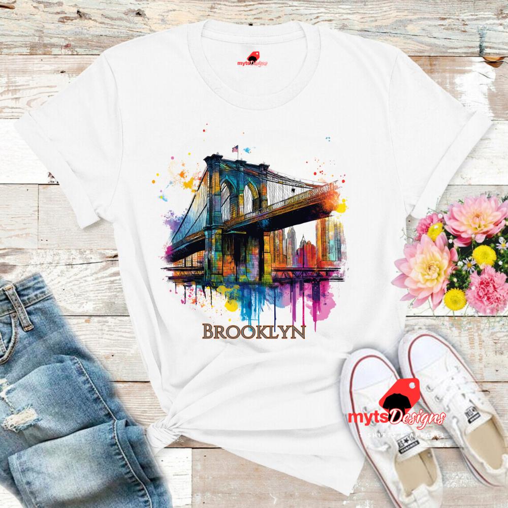 Brooklyn Bridge Pop Art T-Shirt | NYC Skyline Graphic Tee