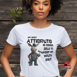 Young woman wearing a  funny donkey shirt – humorous design for animal lovers and sarcastic personalities

