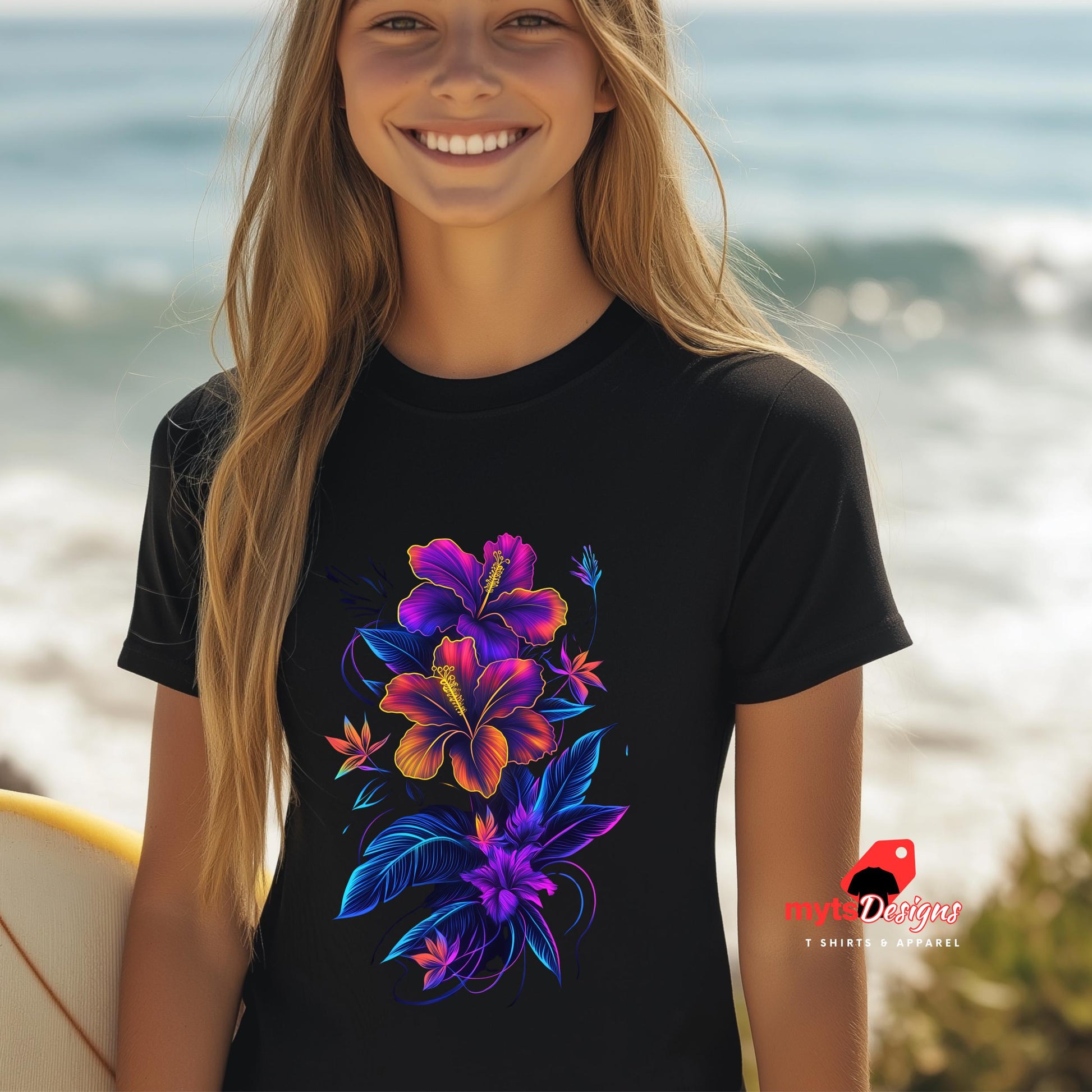 neon floral t-shirt