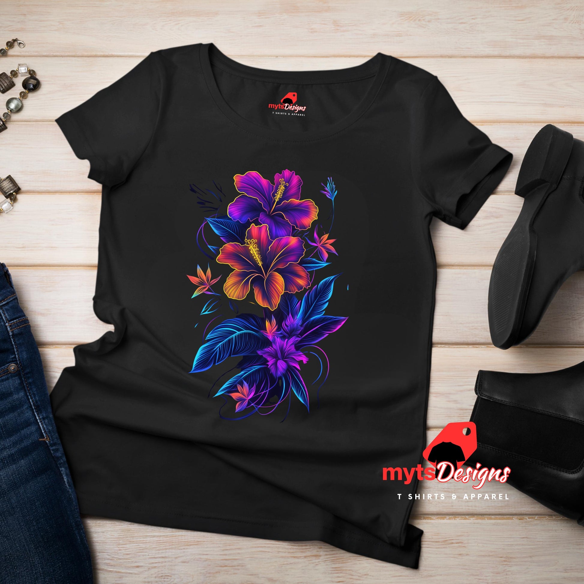 neon floral t-shirt
