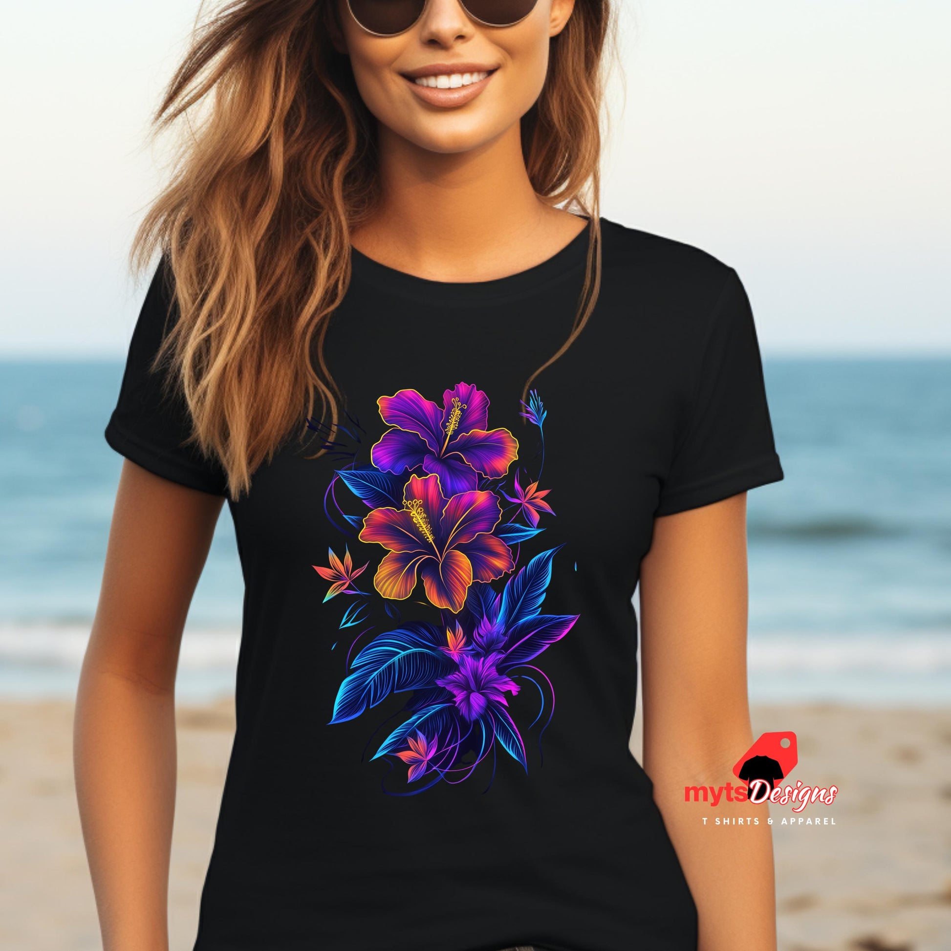 neon floral t-shirt