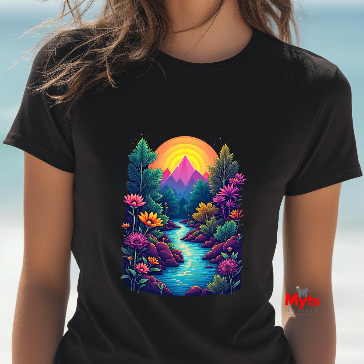 Blossom Valley Dream Graphic T-Shirt | Floral Print Tee | Mytsdesigns