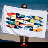 Retro Surfboards Coastal Beach Towel