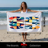 Retro Surfboards Coastal Beach Towel