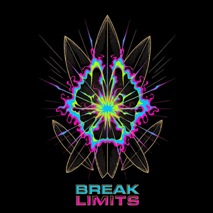Colorful abstract design with 'Break Limits' text on a black background