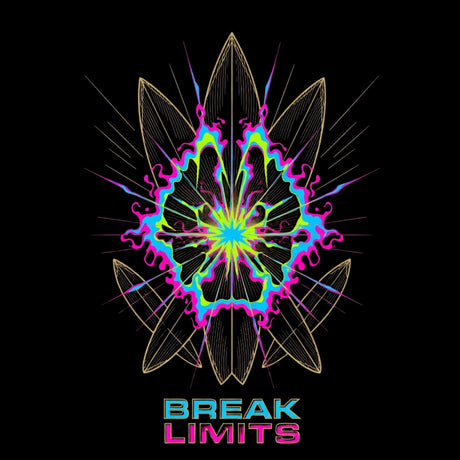 Colorful abstract design with 'Break Limits' text on a black background