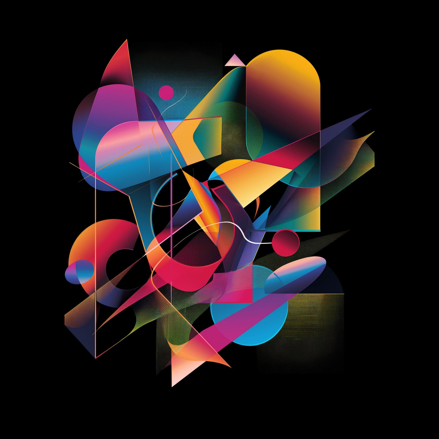 Colorful abstract geometric design on a black background