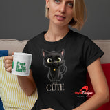 "Black cat t-shirt on model lifestyle shot"