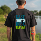 Cast Hook and Repeat Fishing T-Shirt - Soft Cotton Angler Tee