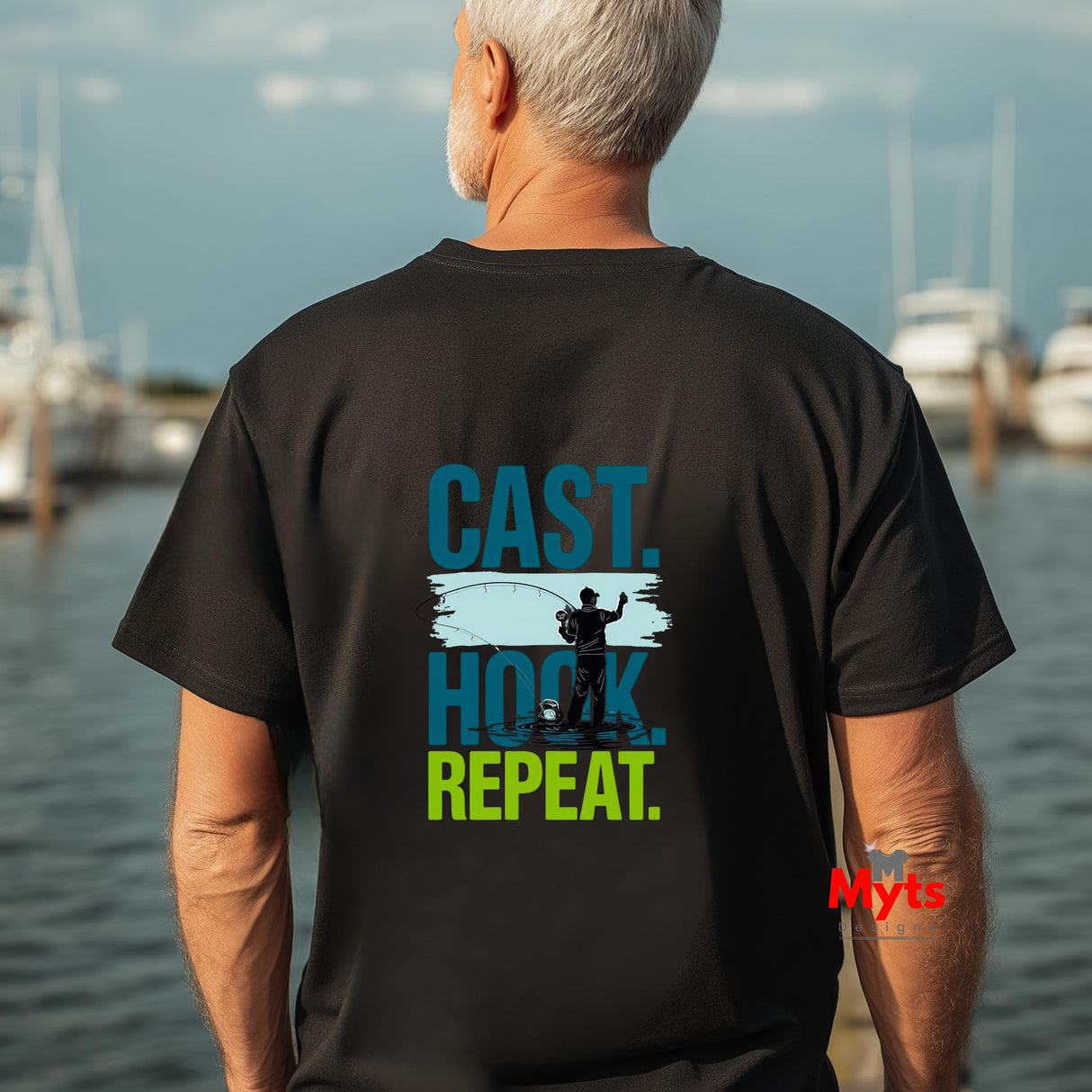 Cast Hook and Repeat Fishing T-Shirt - Soft Cotton Angler Tee