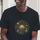 Celestial Mandala Black T‑Shirt | Soft Cotton Tee for Cosmic & Astrology Lovers