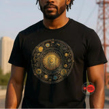 Celestial Mandala Black T‑Shirt | Soft Cotton Tee for Cosmic & Astrology Lovers